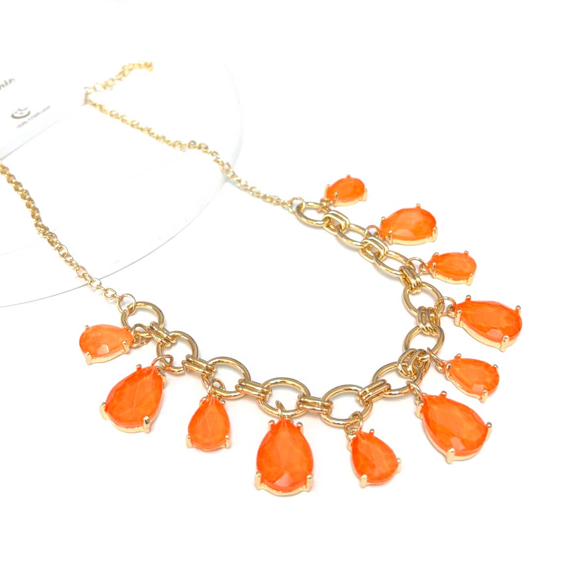 Sparkly Pink Teardrop Crystal Glass Charms Paparazzi Necklace