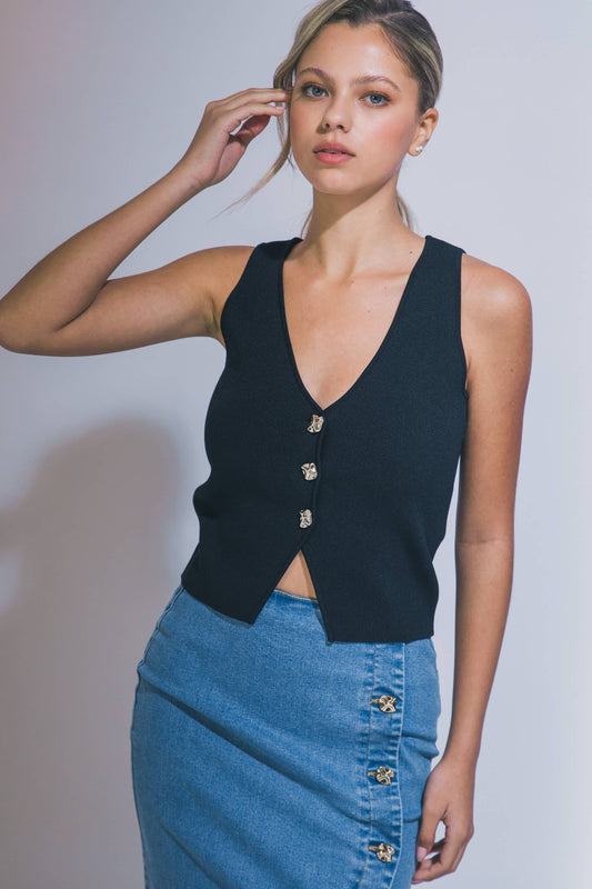 Gold Button Knit Vest