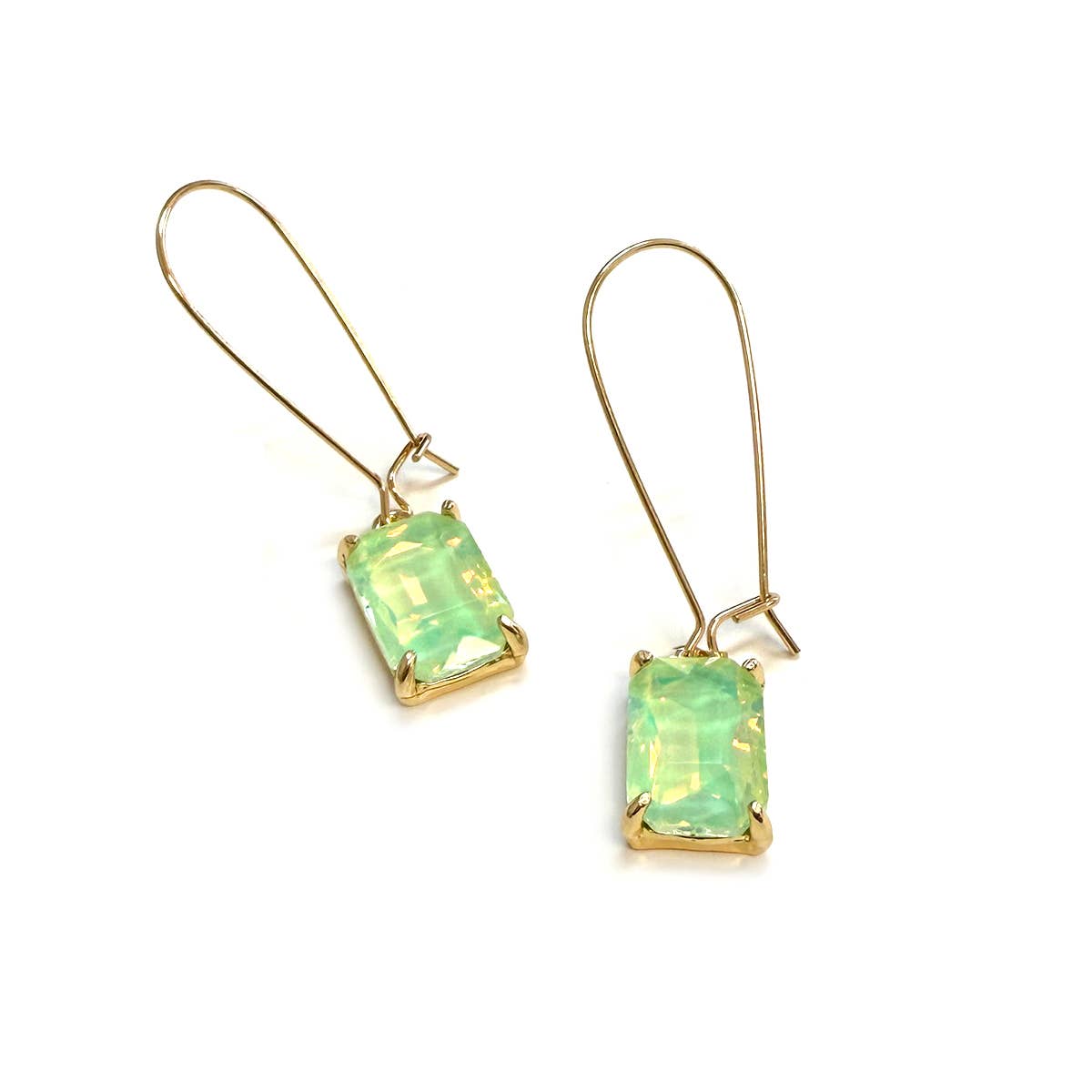 Midi Rectangle Glass Bead with Kidney Wire Dangle Earrings