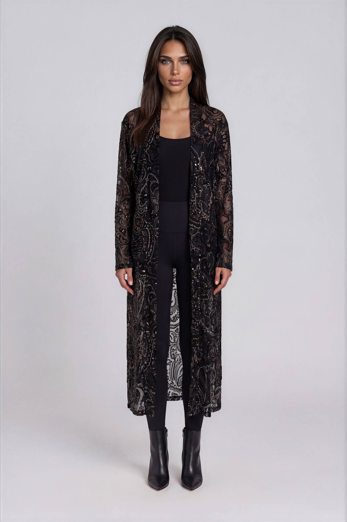 Velvet Duster Metallic Paisley Overlay
