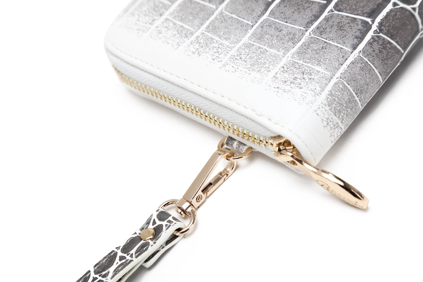 Brangio Italy Croc Luxe Zippered Around Wristlet Wallet