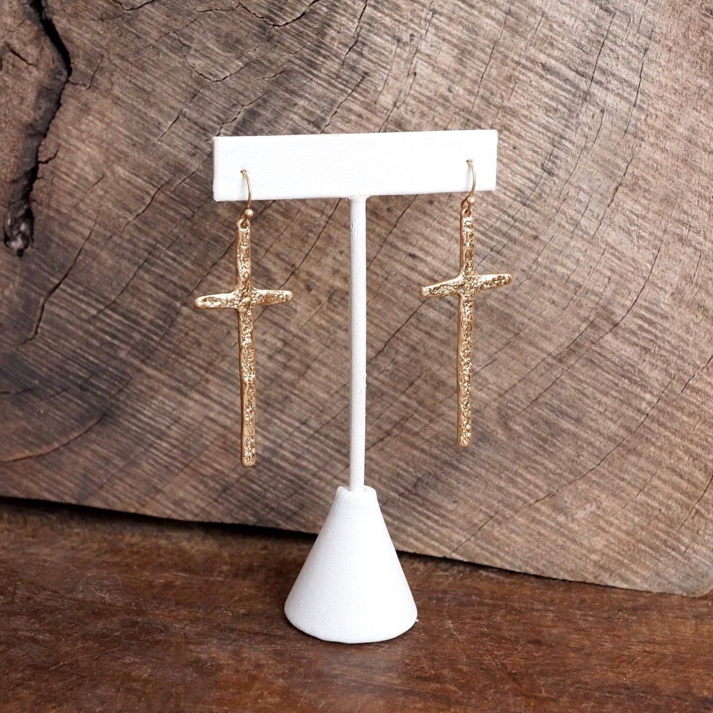 Cross Earrings worn Gold
