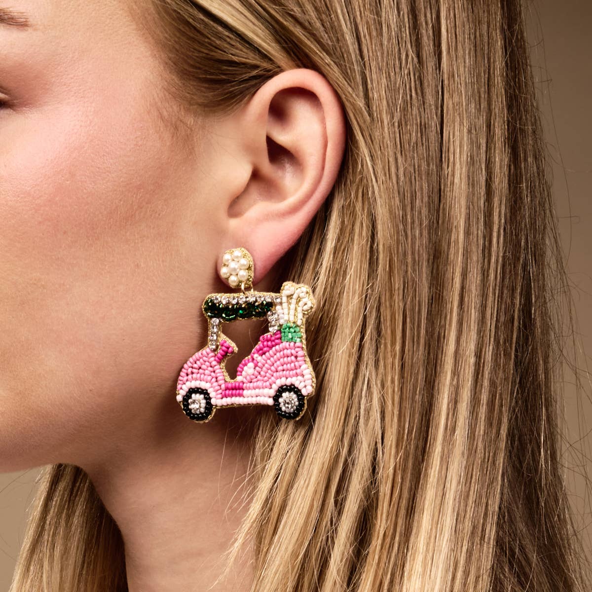 Golf Cart Beaded Earrings