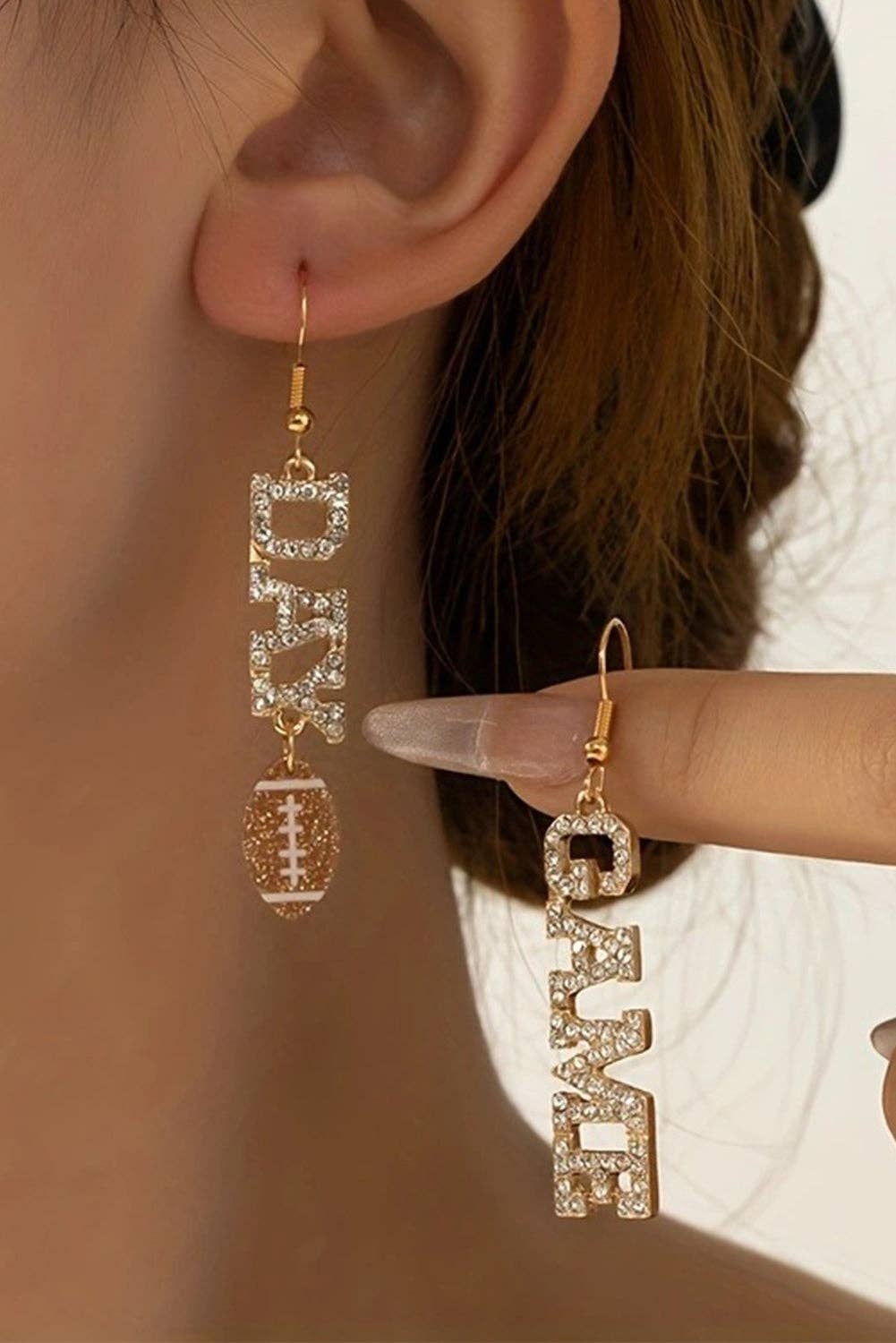Gold GAME DAY Rhinestone Earrings