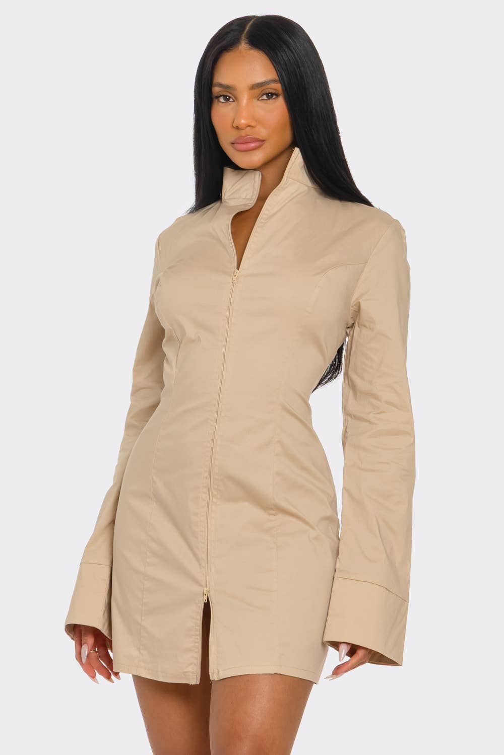 Chic Long Sleeve Mini Dress