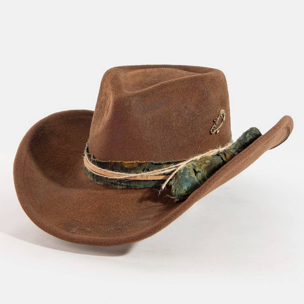 Vintage Safety Pin And Strap Western Hat