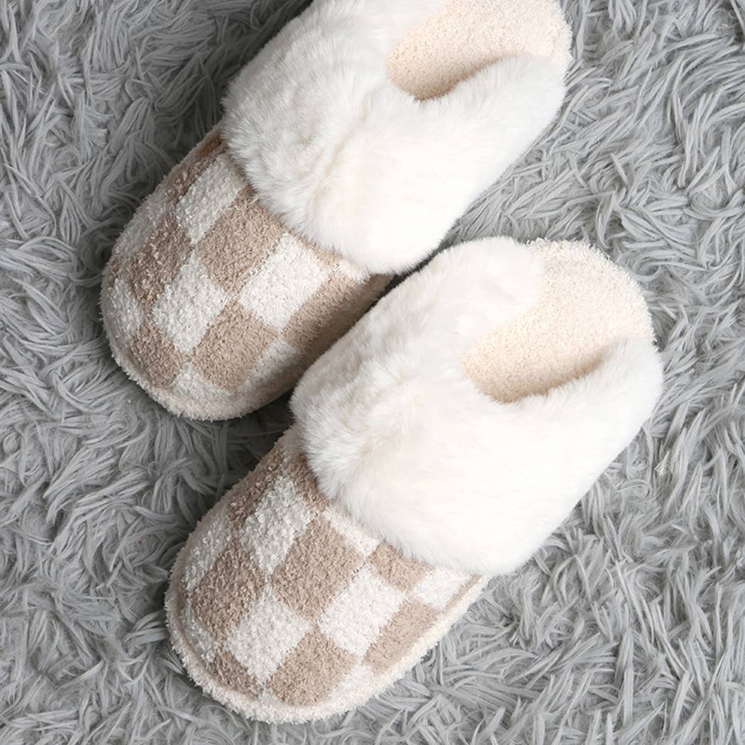 Checkered Faux Fur Luxury Soft Slipper