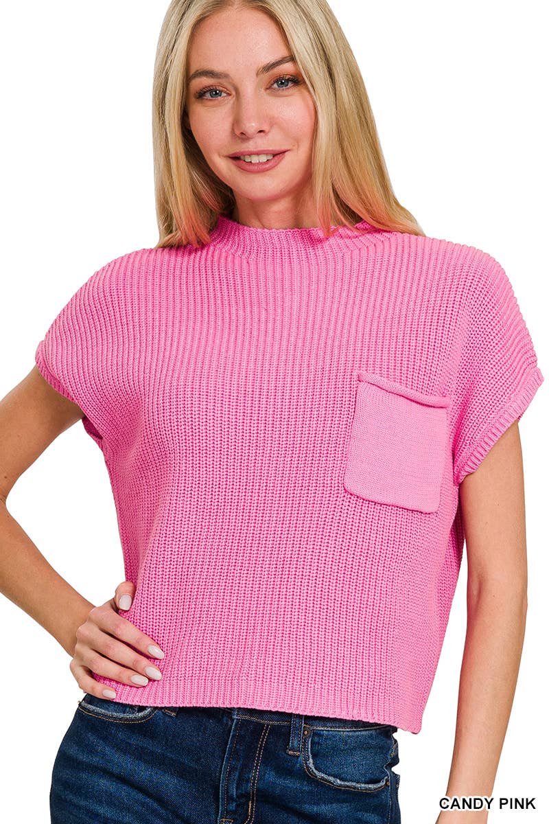 Pnk  Short Sleeve Crop Sweater