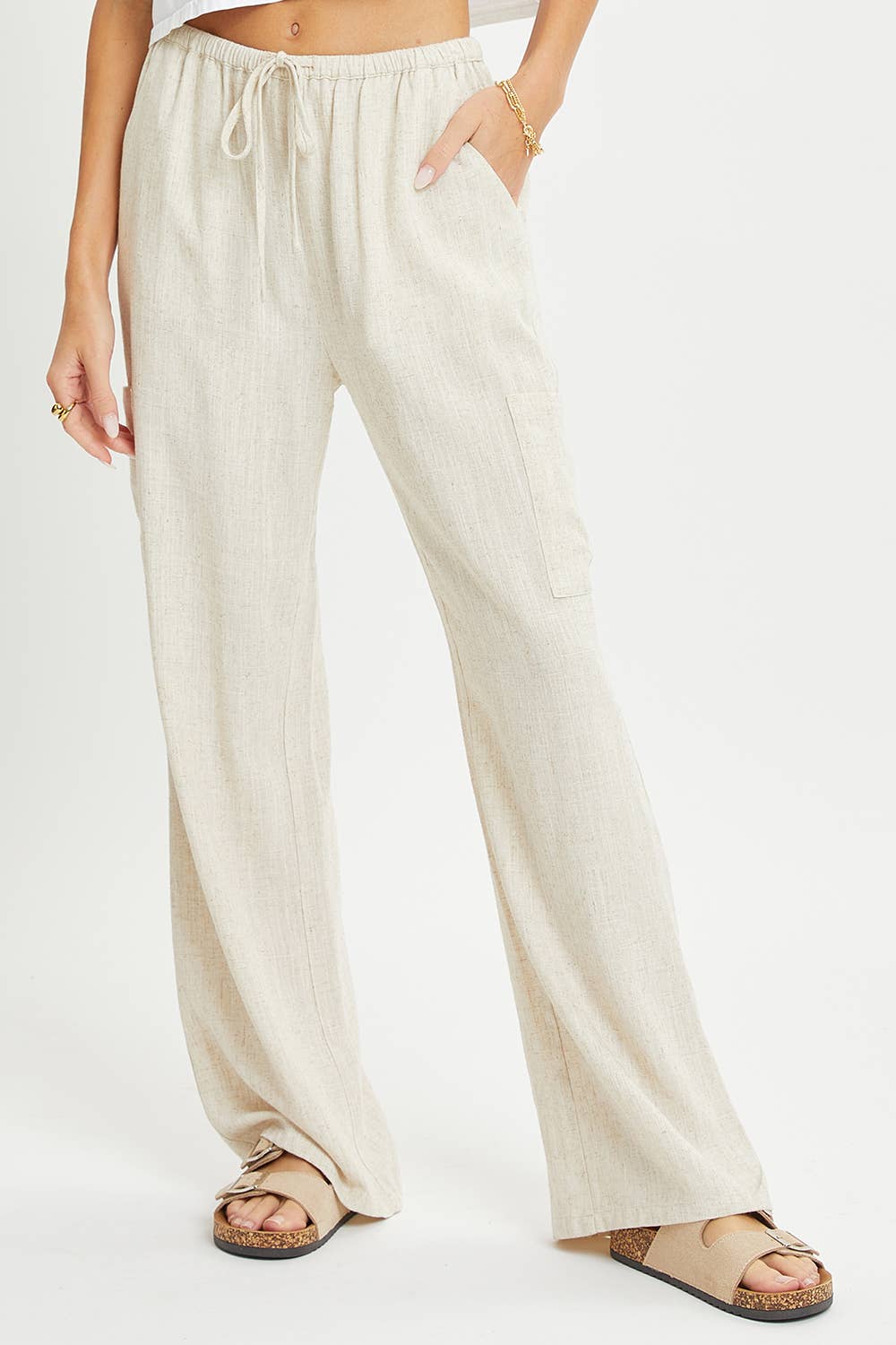 Linen Draw-String Pants w Pockets