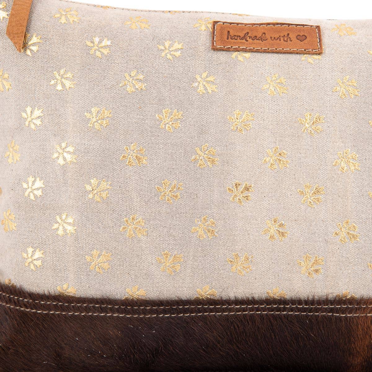 Canvas Leather & Cowhide Metallic Print Women's Utlity Bag