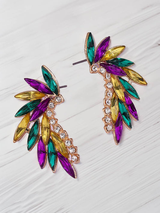 Mardi Gras Rhinestone Earrings