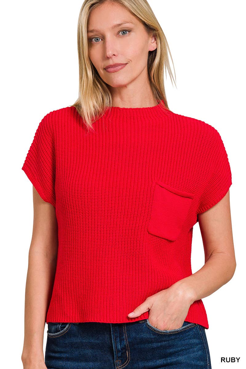 Pnk  Short Sleeve Crop Sweater