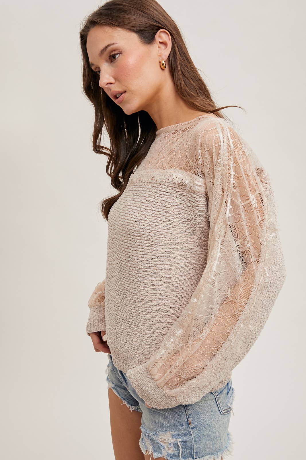 BOAT NECK LACE SWEATER