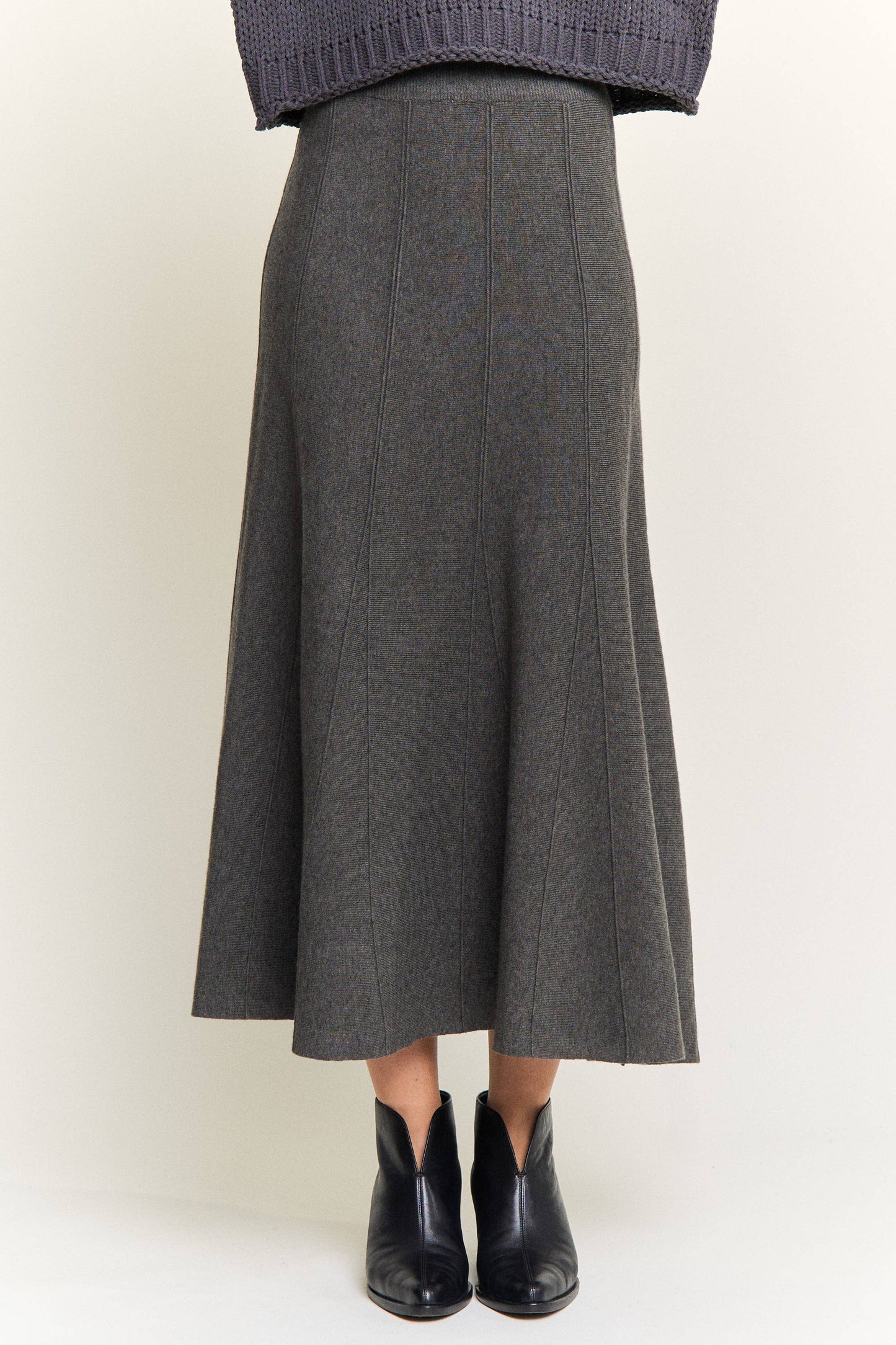 RIBBED KNIT  MIDI SKIRT