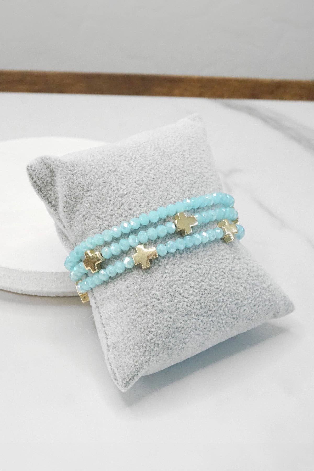 Mini Sideways Cross Bracelet stack Glass