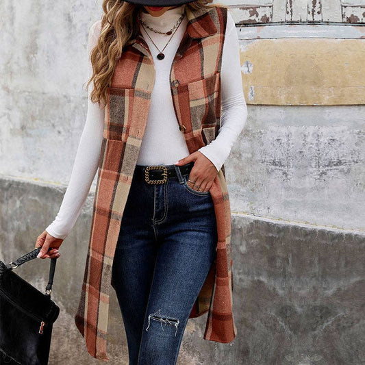 Sleeveless Retro Plaid Vest