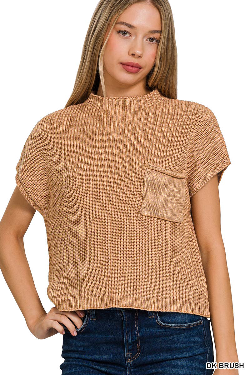 Pnk  Short Sleeve Crop Sweater