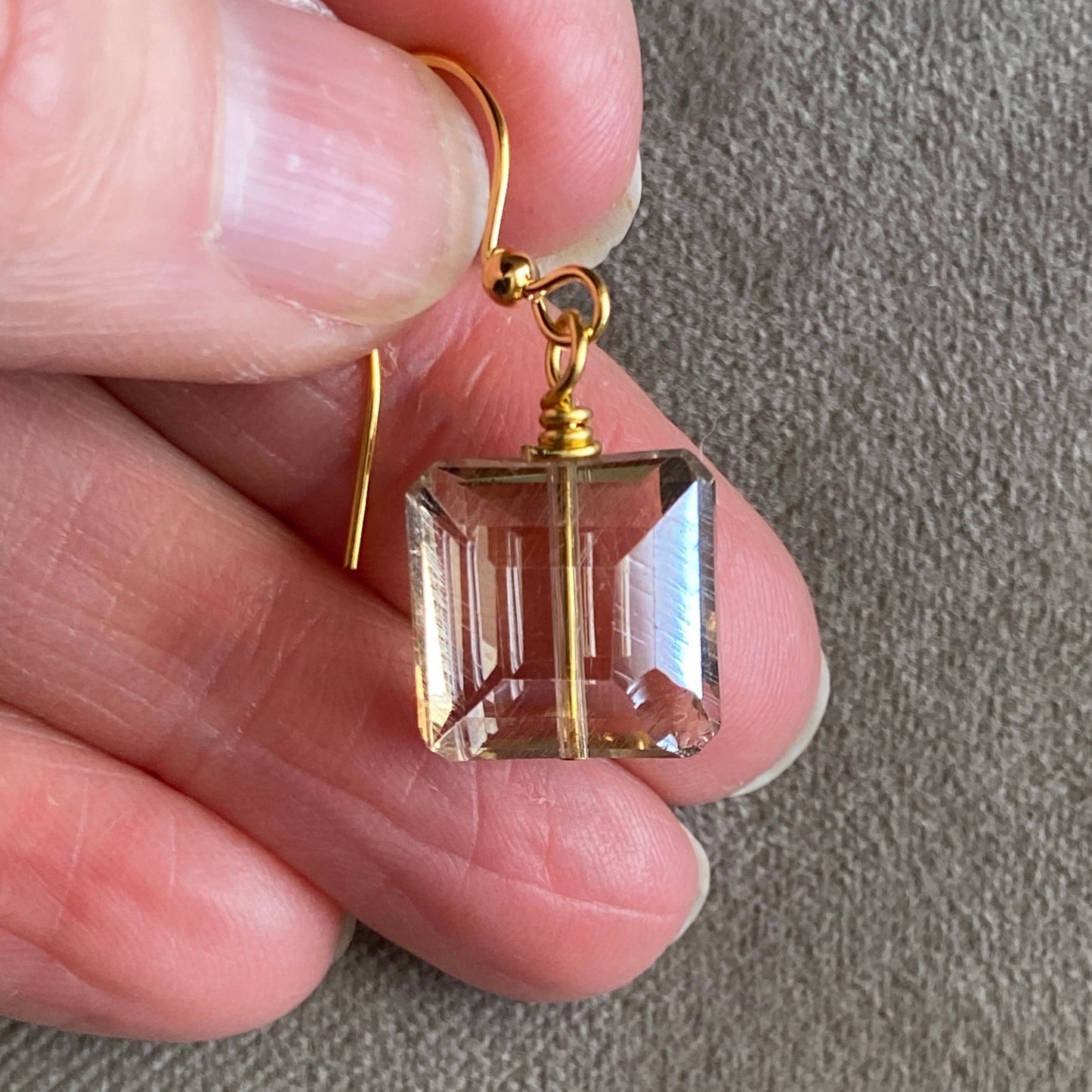 Crystal Earrings Gold Champagne Silver Elegant