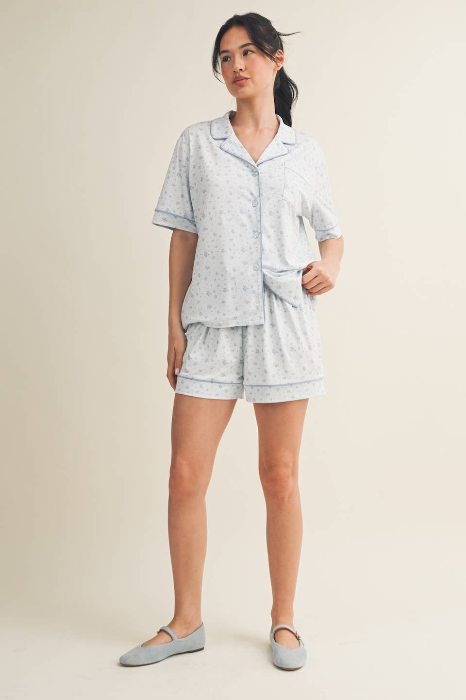 Pink Ditsy Print Pajama Set