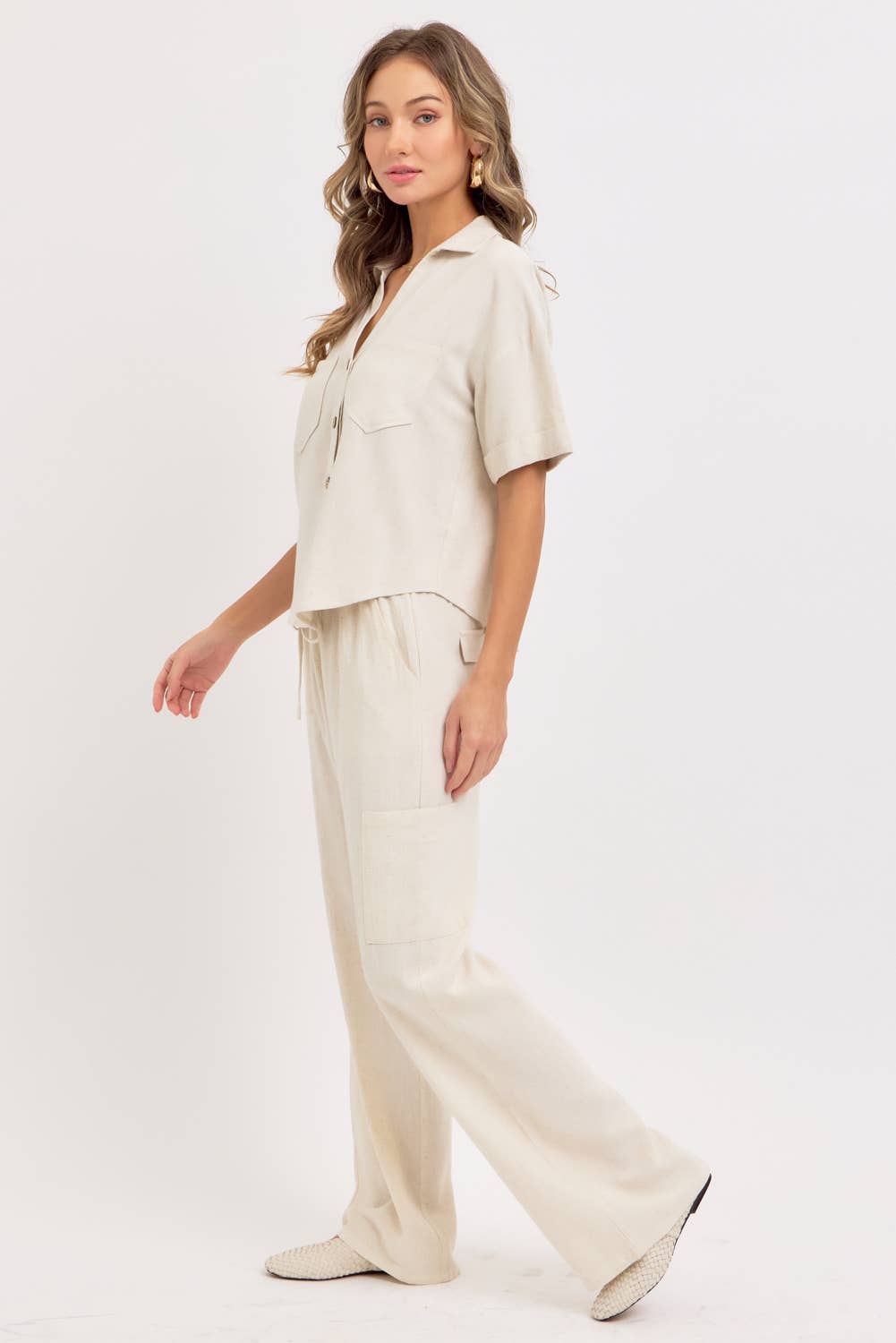 Linen Casual Button Top