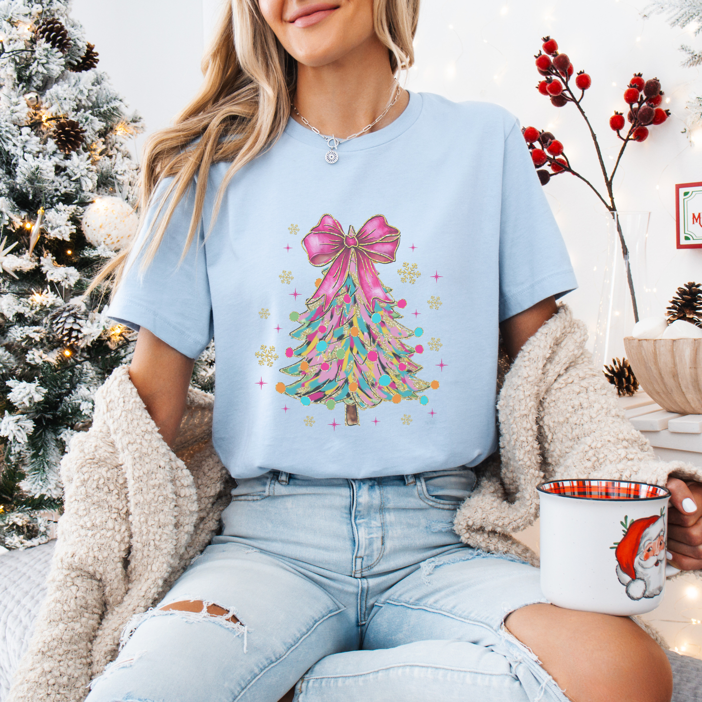 Bright Colorful Christmas Tree Graphic Tee