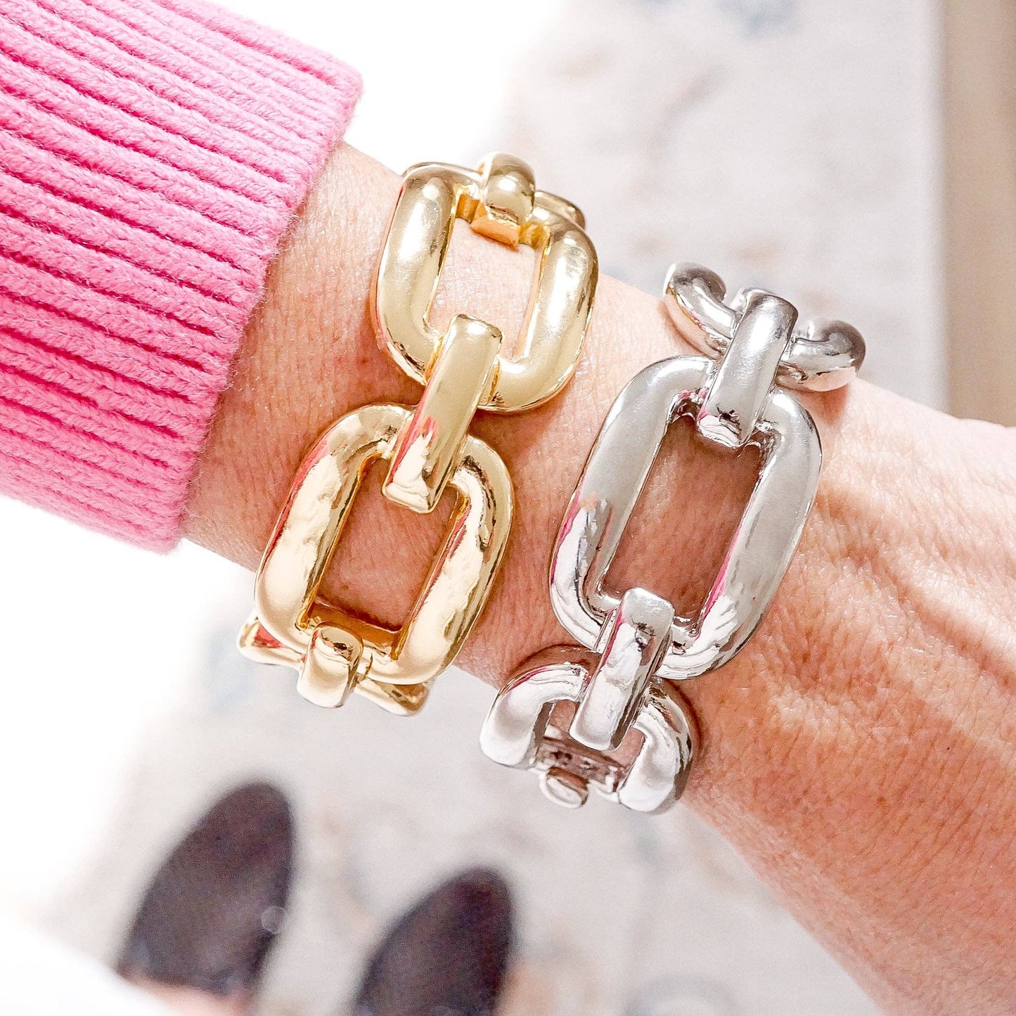 Chunky Chain Statement  Bangle Bracelet in gold
