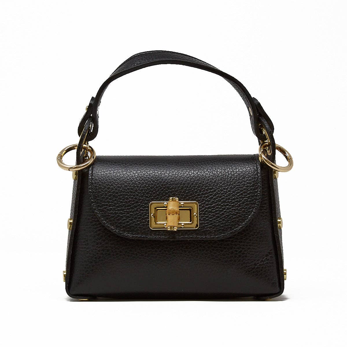 GF1075 GENUINE ITALIAN LEATHER  BAMBOO CLASP, CROSSBODY BAG