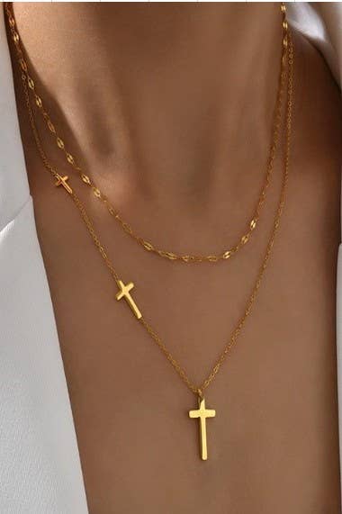 18K Gold Dipped Cross Necklace