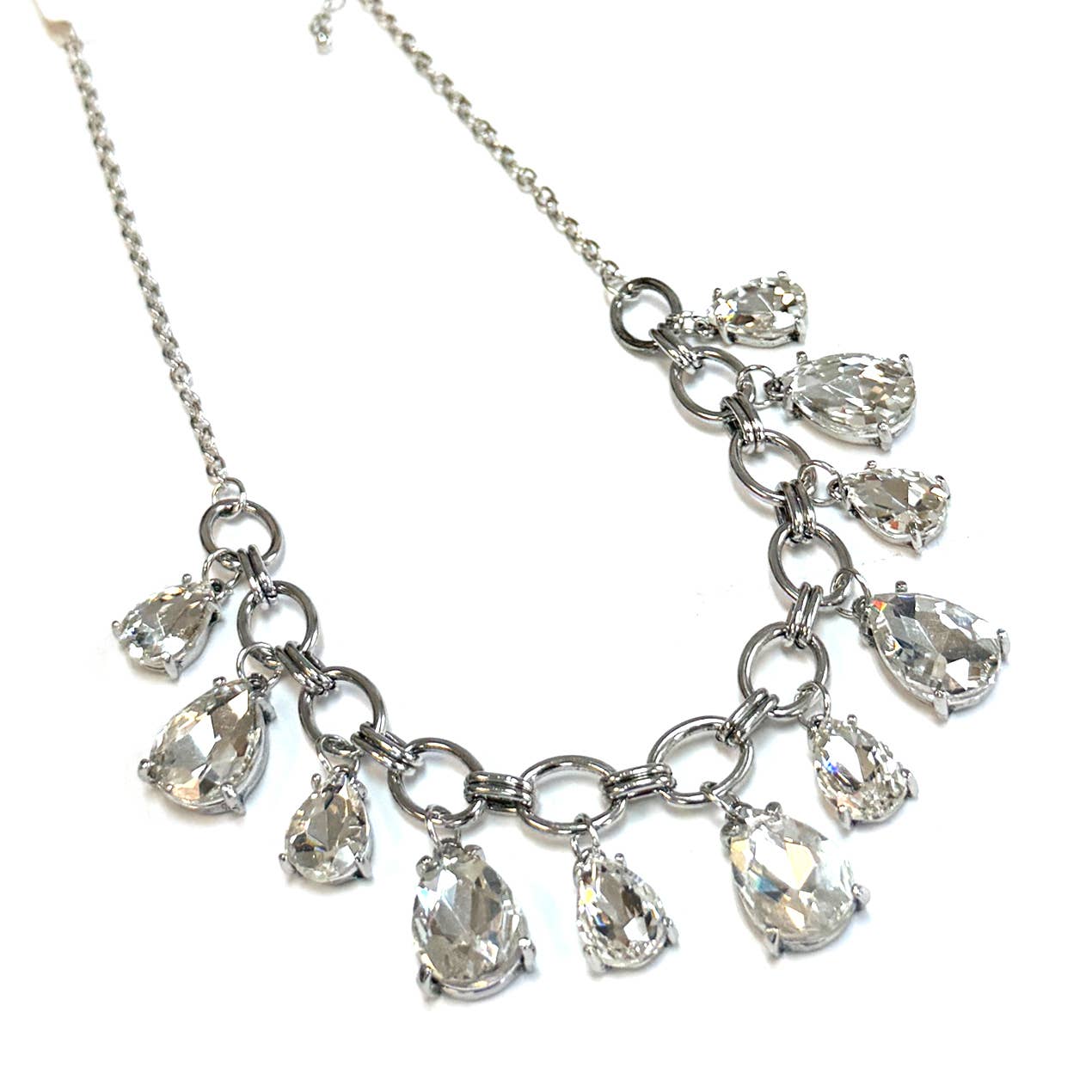 Sparkly Pink Teardrop Crystal Glass Charms Paparazzi Necklace