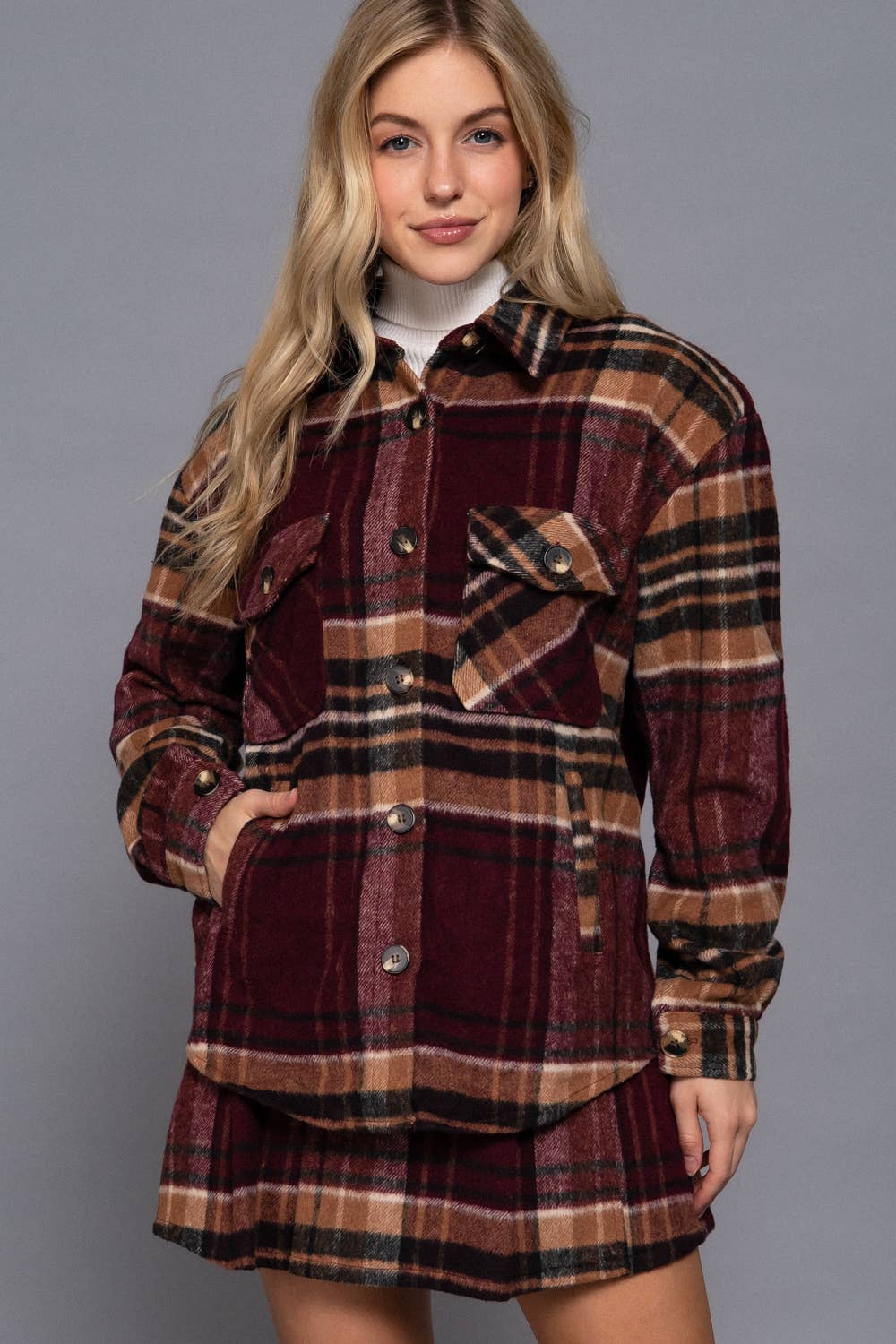 Wool Blend Plaid Jacket