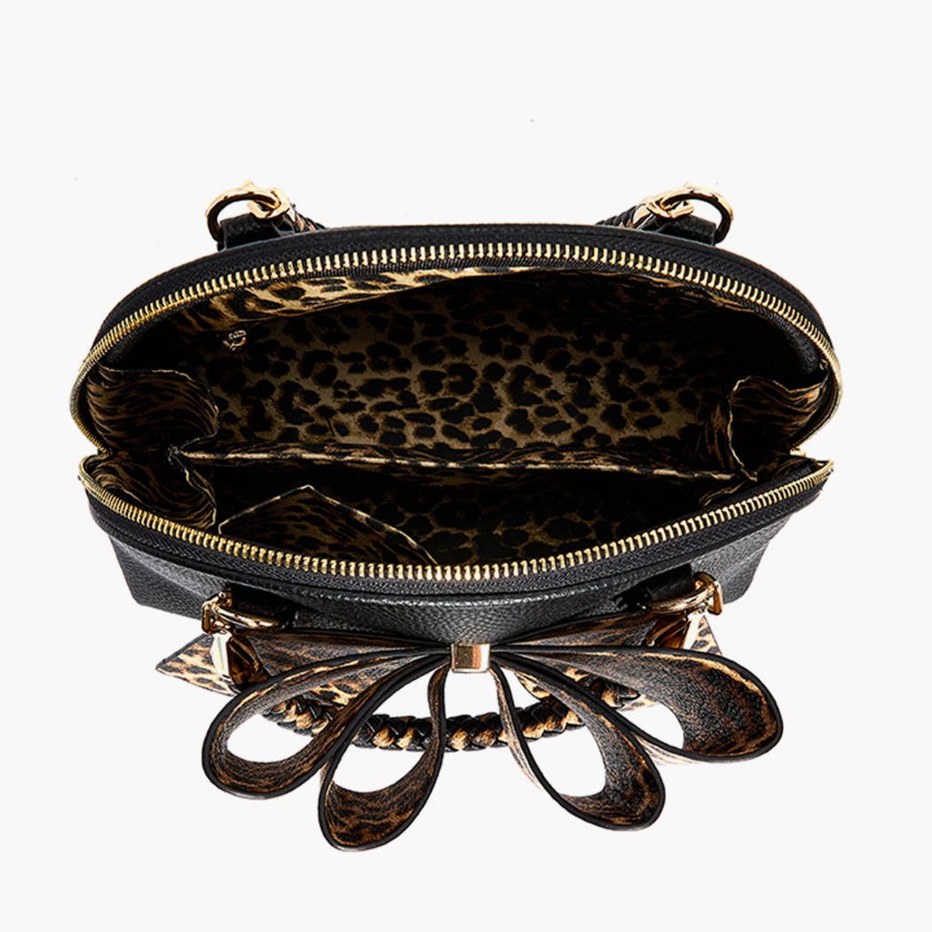 Leopard Top Handle Bow Bag – Fall Statement Gift