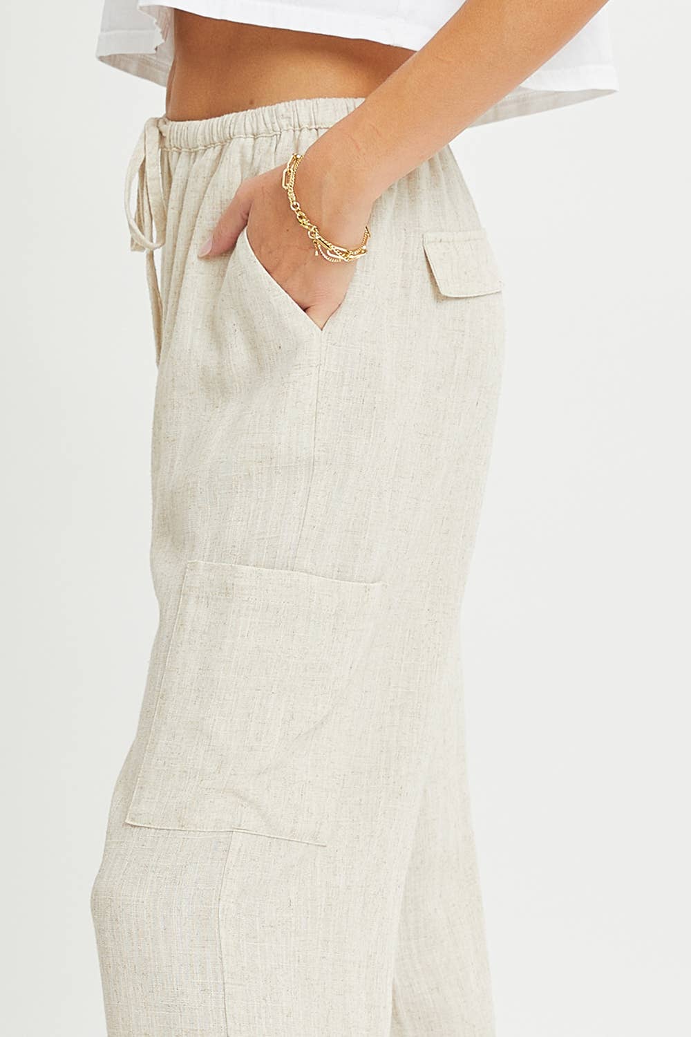 Linen Draw-String Pants w Pockets