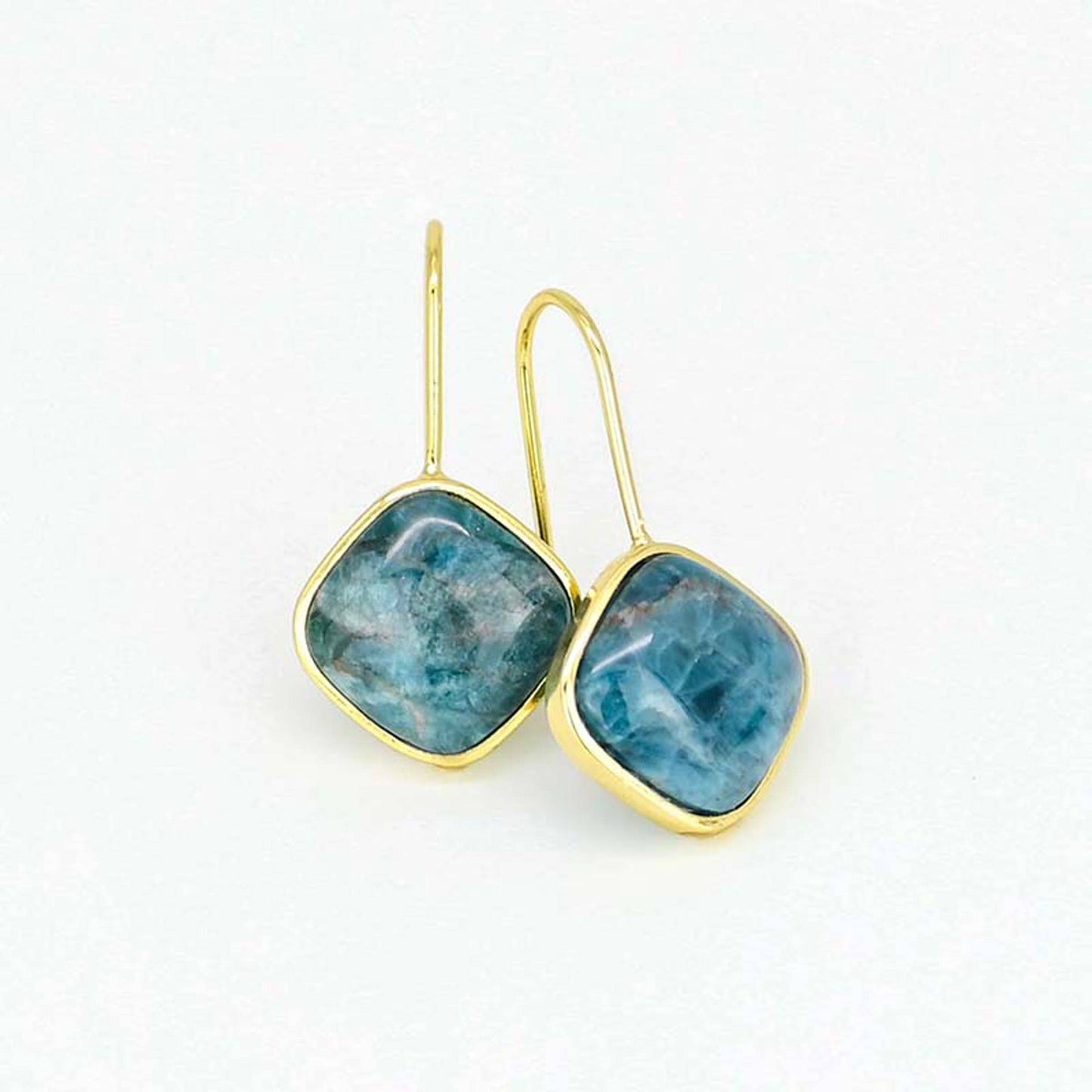 Natural Apatite Stone turqoise Losange Earrings