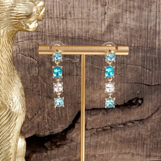 Linear Drop Earrings with Sparkling Crystals