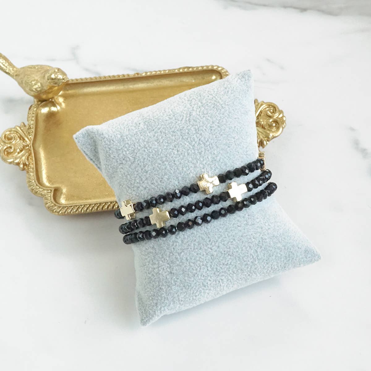 Mini Sideways Cross Bracelet stack Glass
