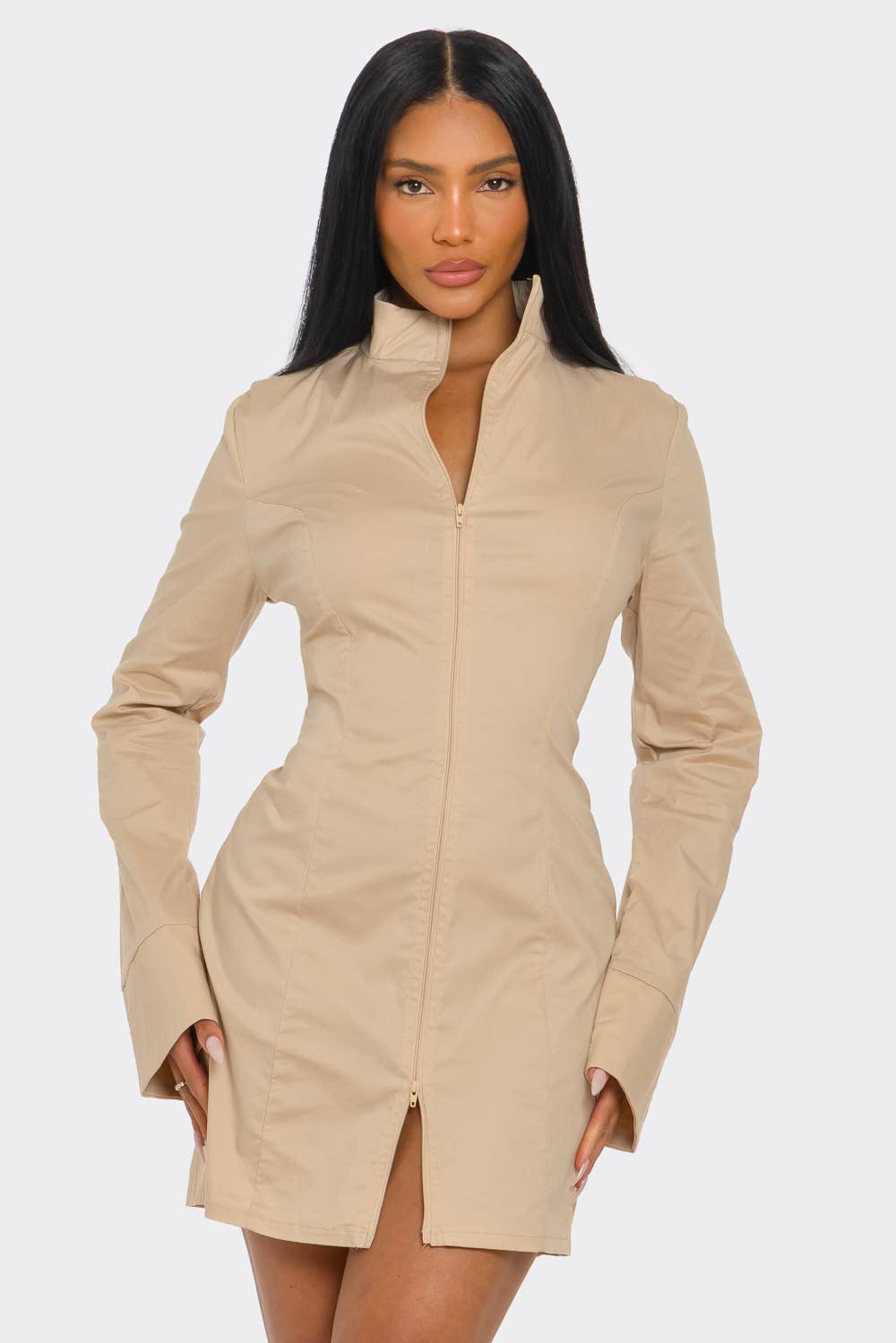 Chic Long Sleeve Mini Dress