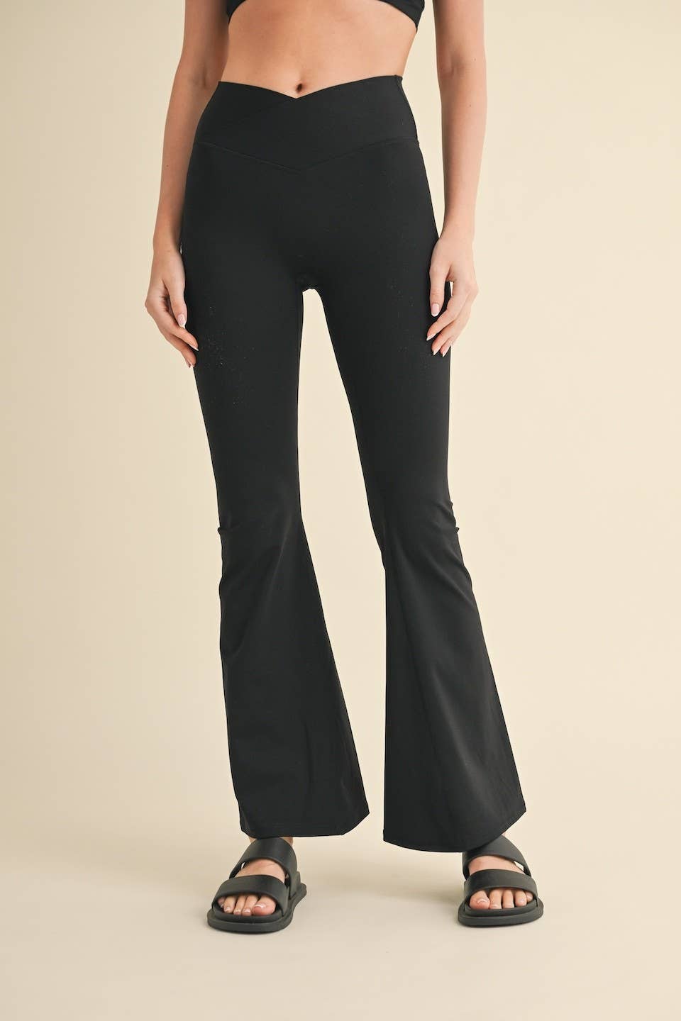 High Waist Crossover Flare Leggings
