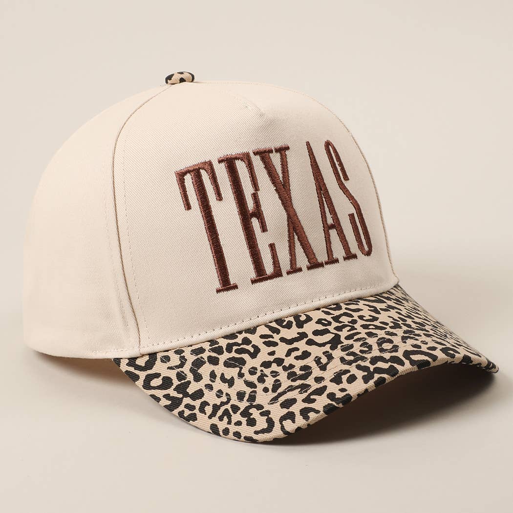 Texas Embroidered Leopard Trucker Hat