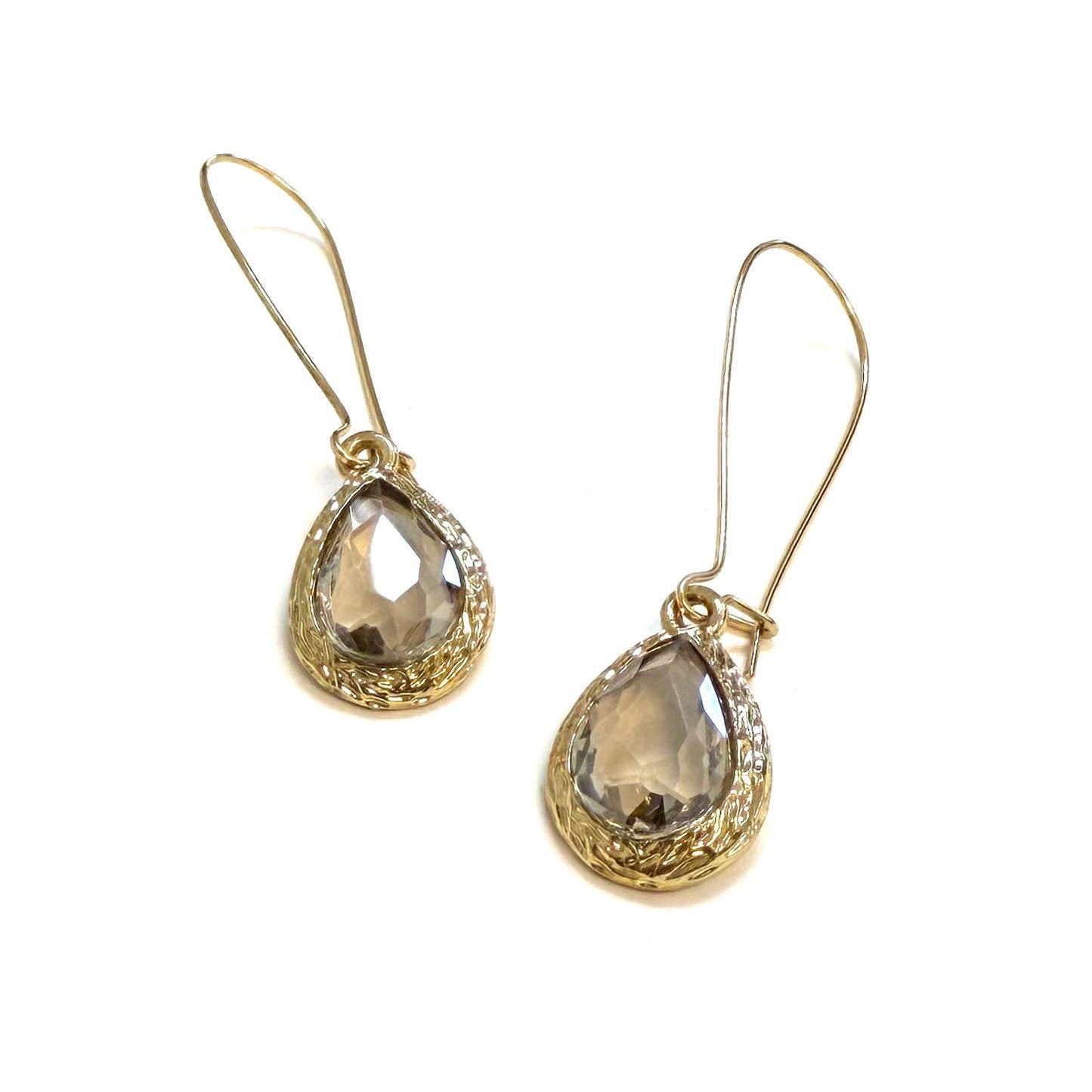Teardrop Glass Crystal Bead with Kidney Wire Earrings