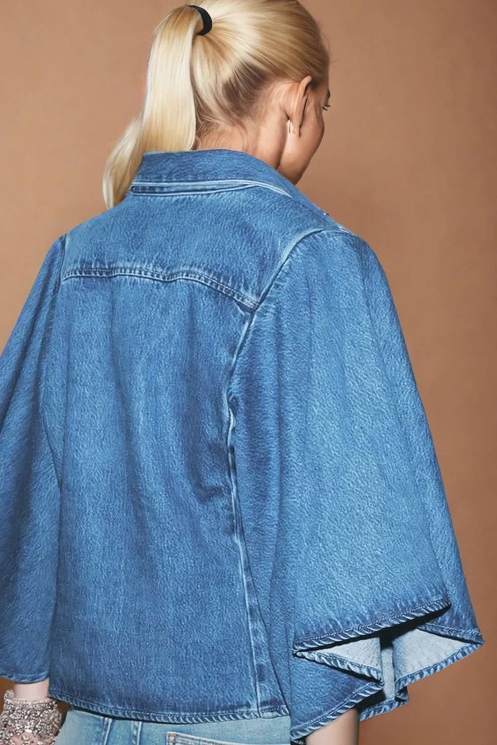 Bell Sleeve Denim Blouse