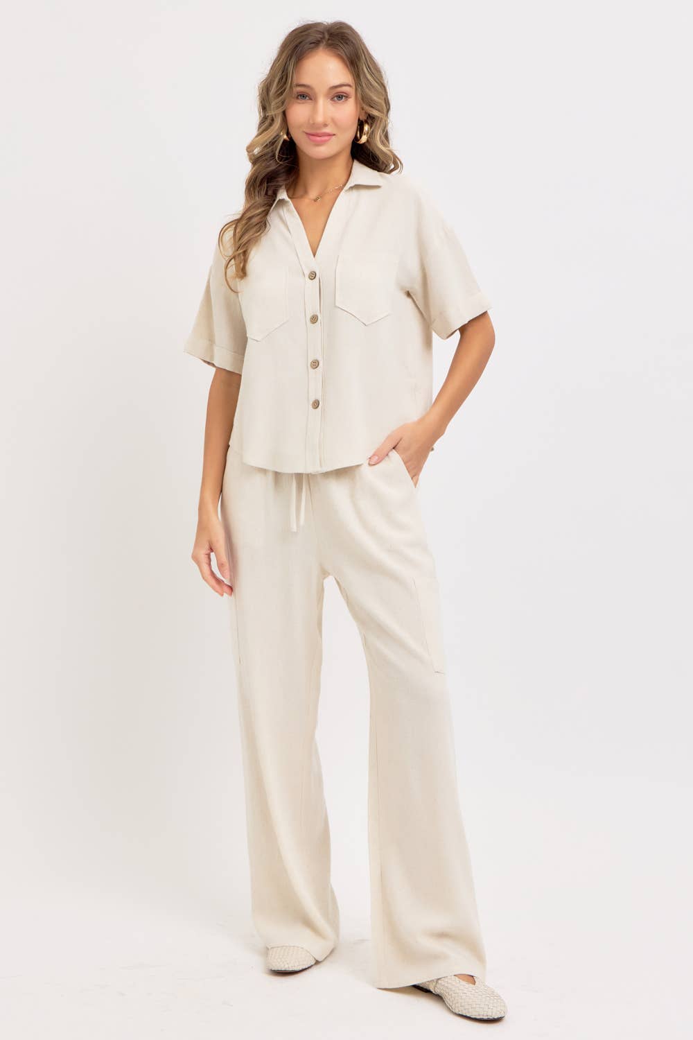 Linen Casual Button Top