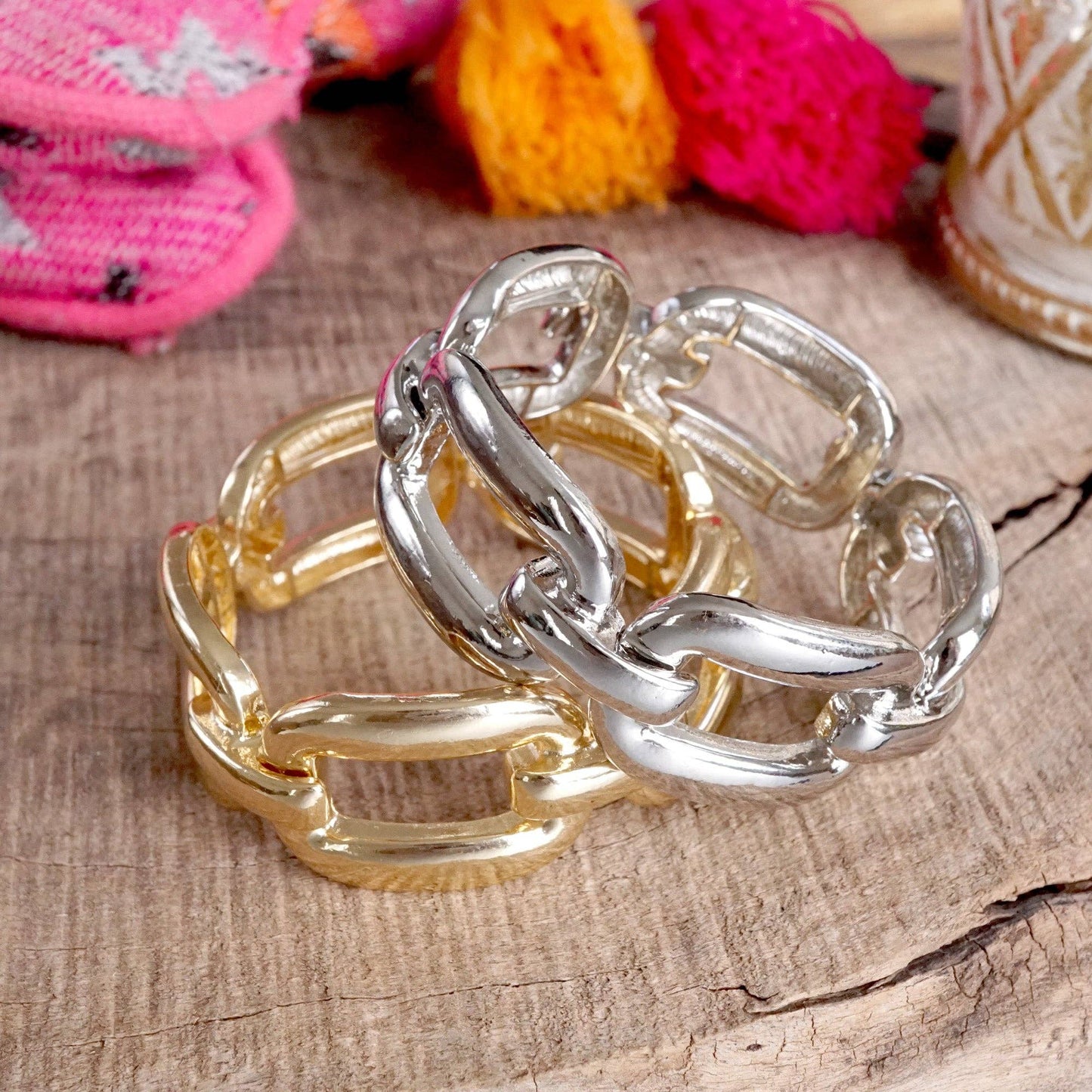 Chunky Chain Statement  Bangle Bracelet in gold
