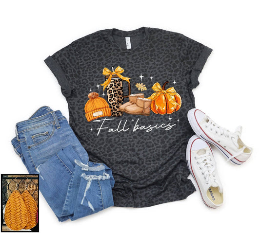 Fall Basics Blk Leopard Graphic Tee