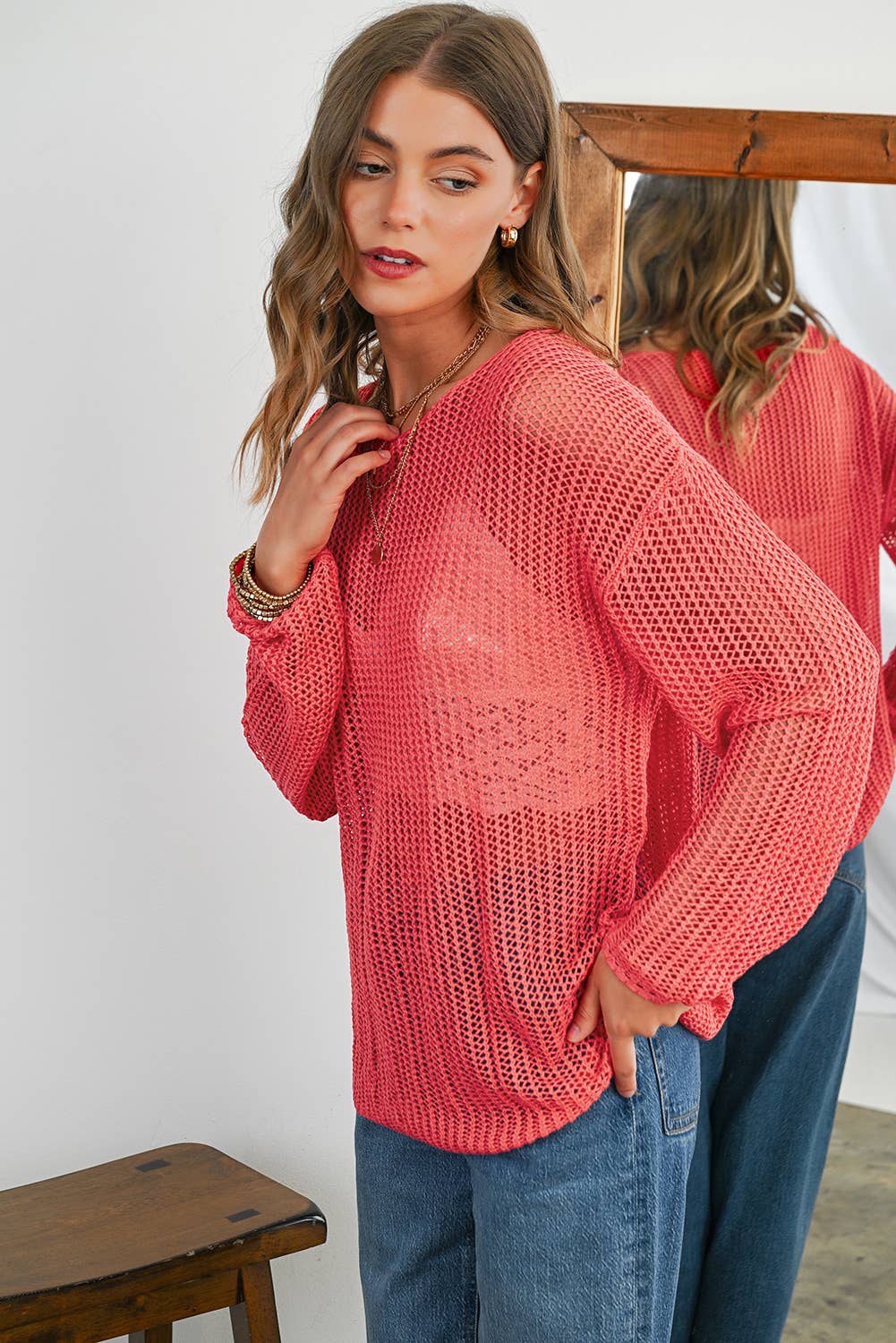 Crochet Hollow-Out Long Sleeve Sweater