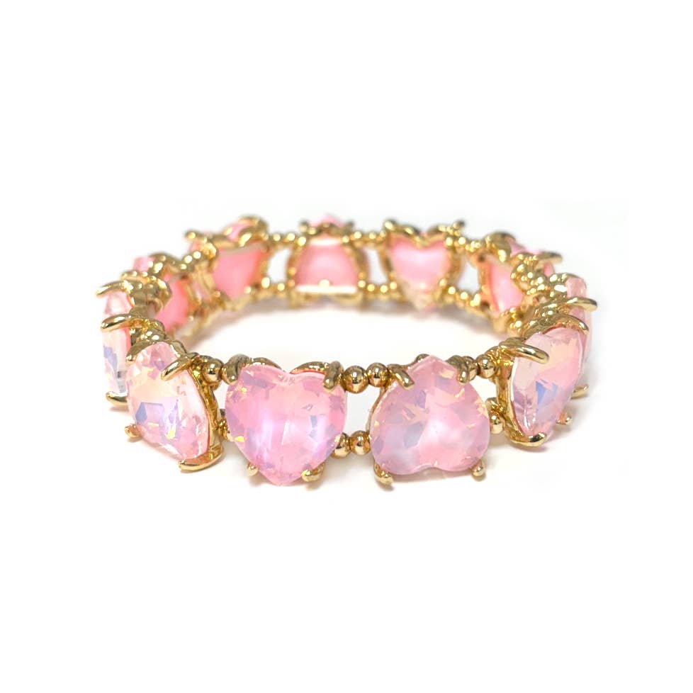 Love Heart Glass Crystal Stretch Bracelet