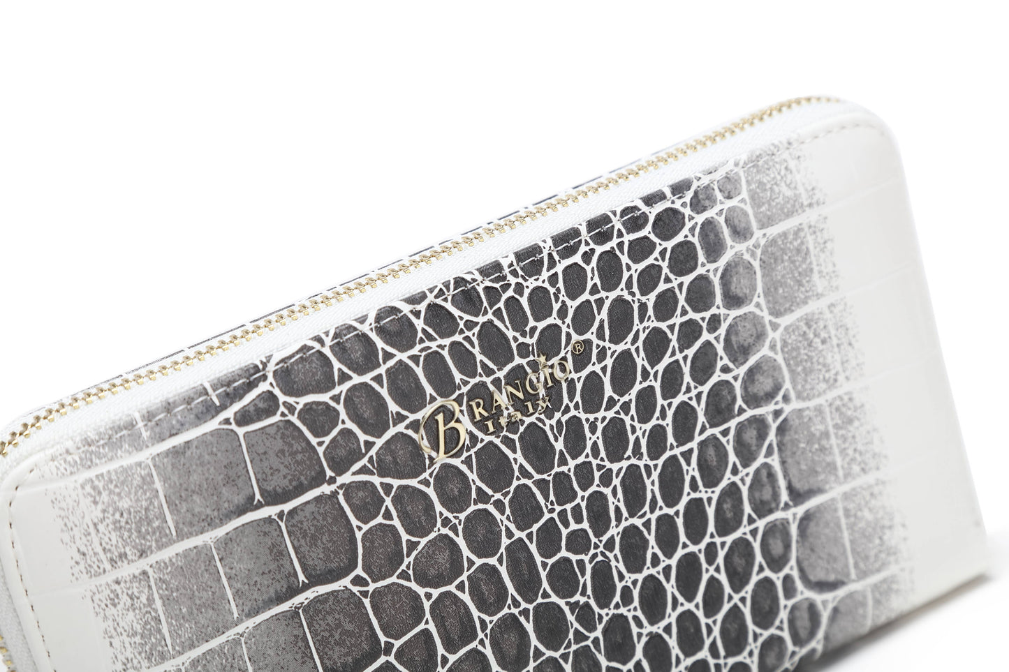 Brangio Italy Croc Luxe Zippered Around Wristlet Wallet