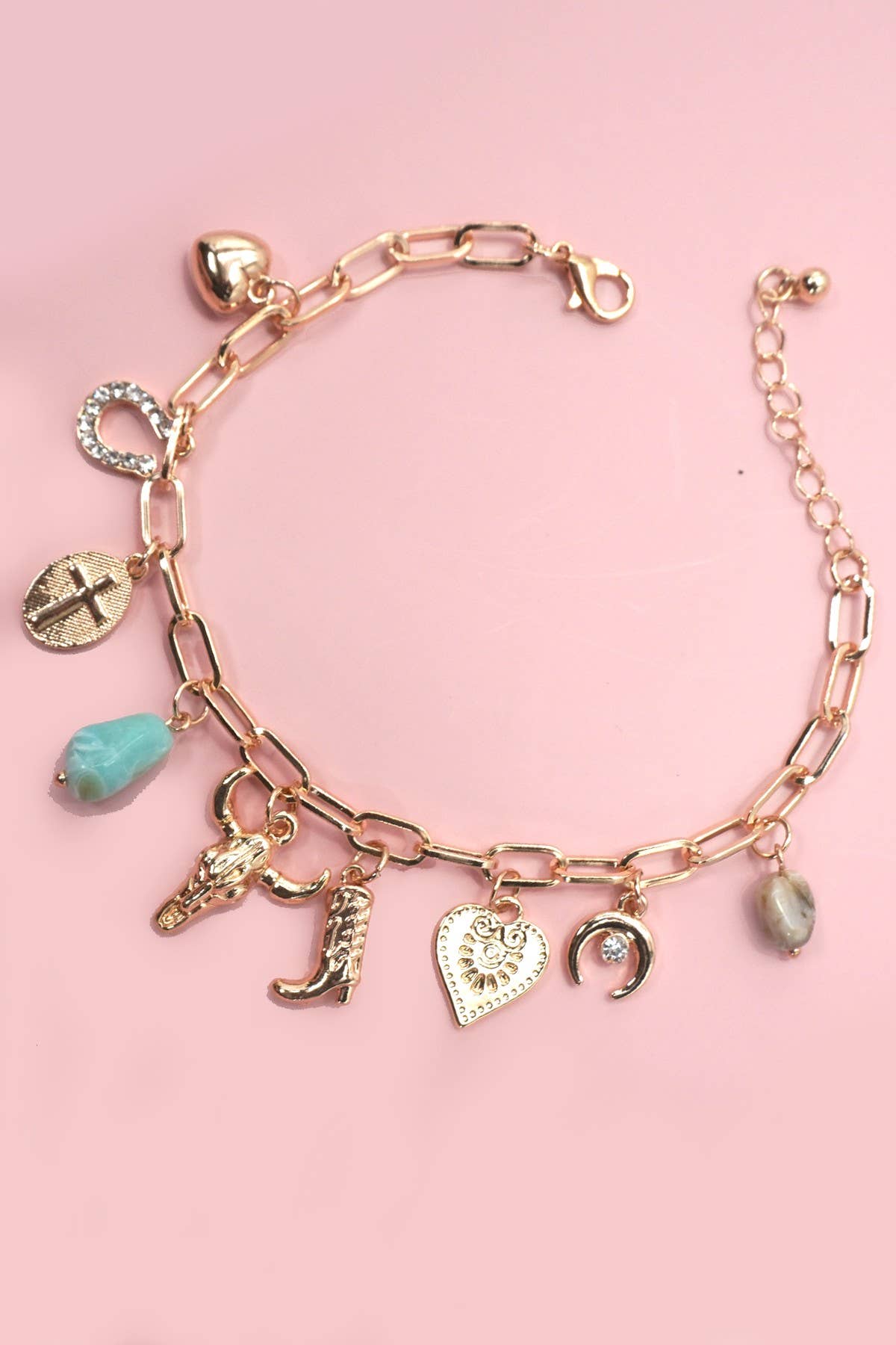 CHARM BRACELET-WESTERN BOOT STONE