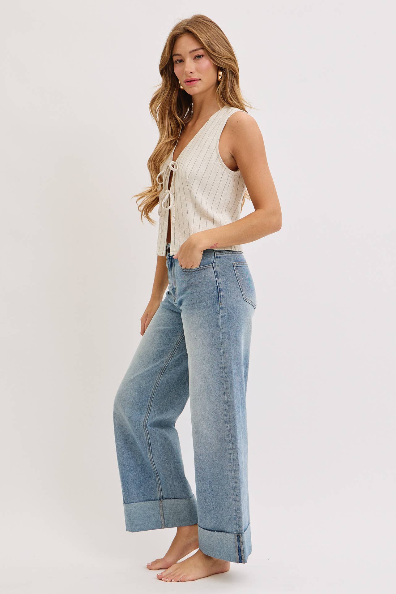 Front Tie Linen Top