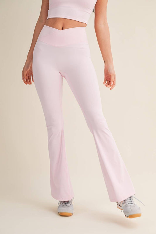 High Waist Crossover Flare Leggings