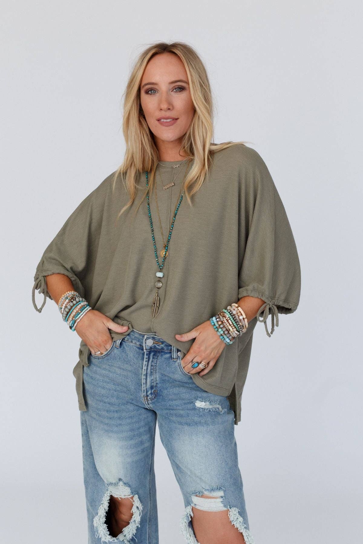 Puff Sleeve Tee - Olive